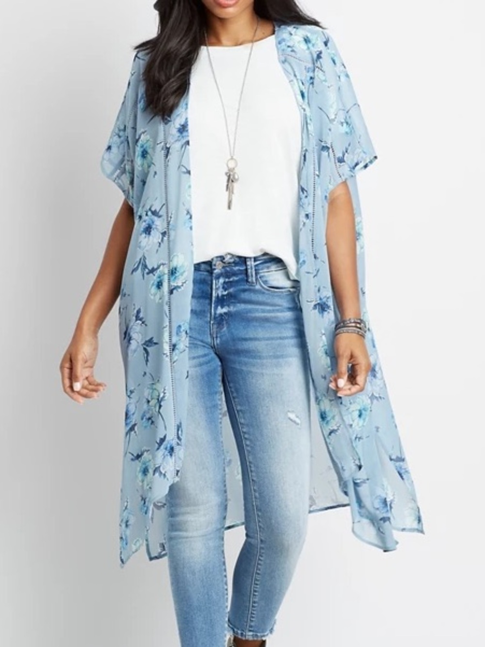 Band of Gypsies oversized Light Blue Floral Kimono Duster